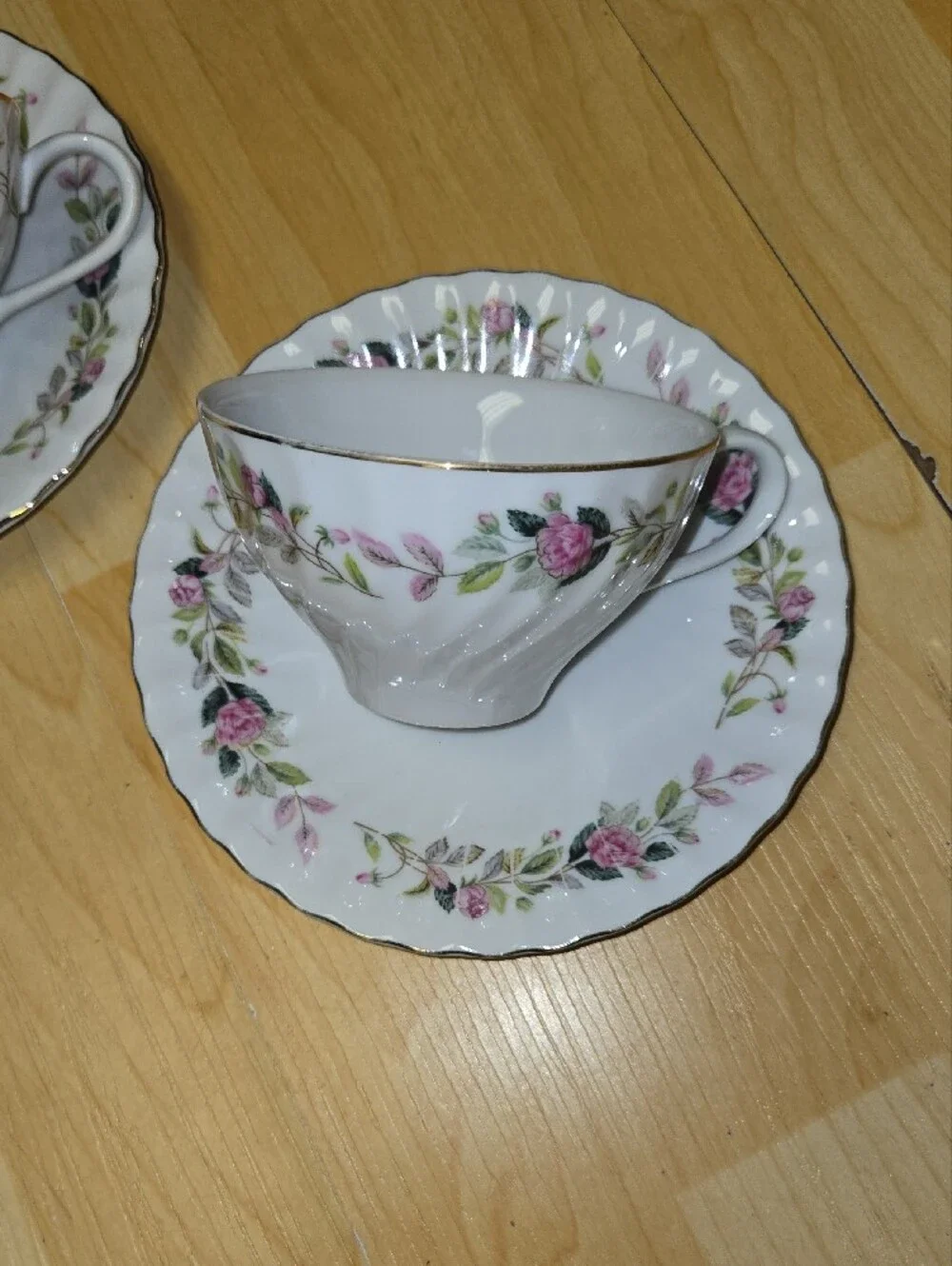 Set Of 2, Bone China Japan Regency Rose # 2345 Tea Cup and Saucers